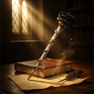 Alchemy Gothic ✦ Black Rose Wand ✦ Resin Ritual Scepter Sigils Decor NWT